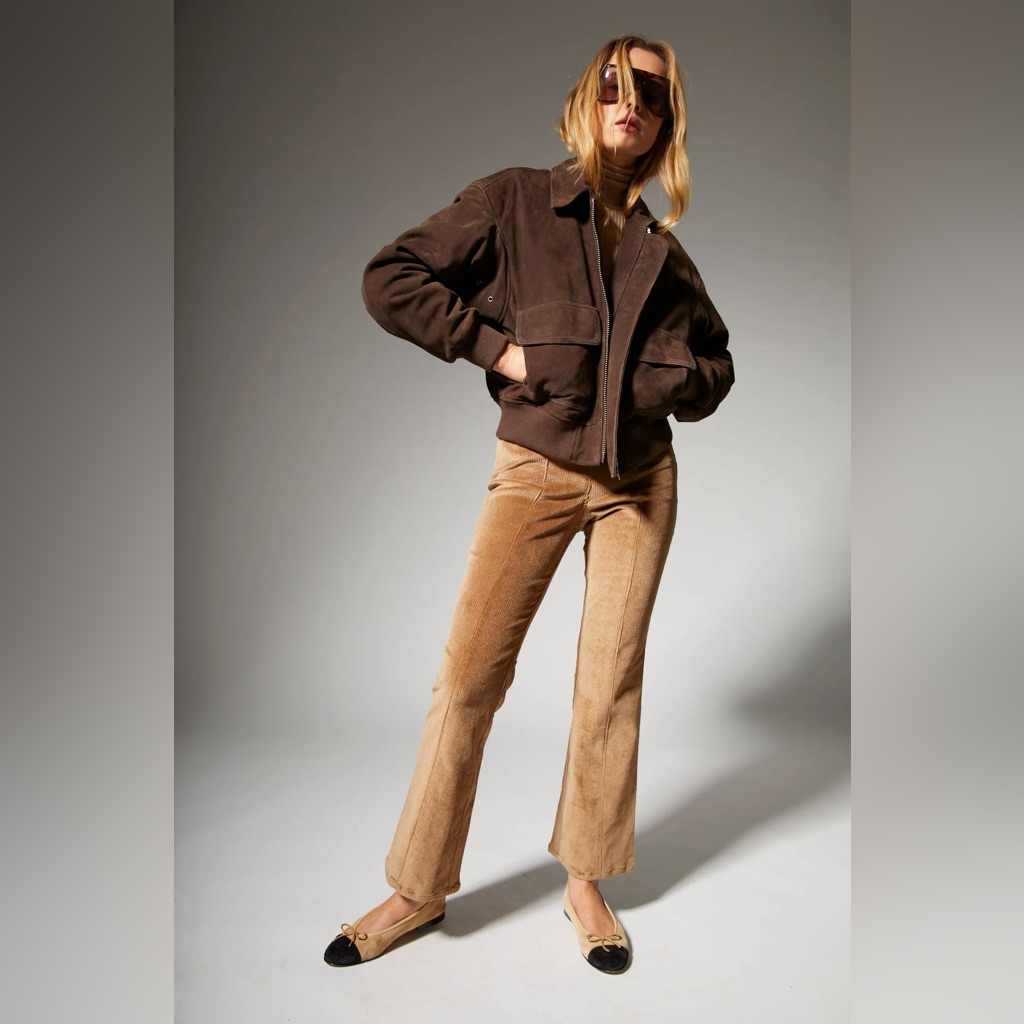 Sprwmn Corduroy Ankle Flare With Princess Seams Sepia Xs